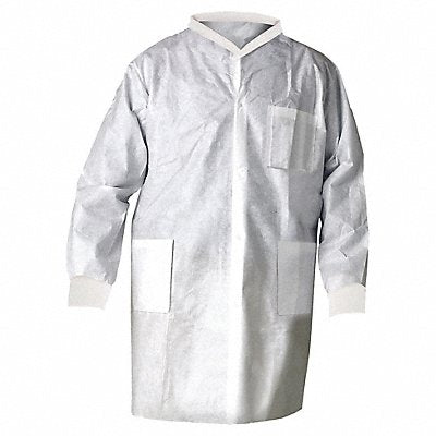 LabCoat Knit Cuffs Collar WHT XL PK25