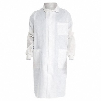 LabCoat Knit Cuffs Back Vent WHT XL PK25