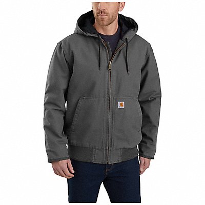 Hooded Jacket Men s Zipper Gray M