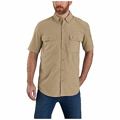 Short Sleeve Button Down Men s Tan XL