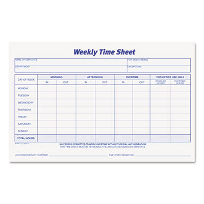 SHEET,TIME WKLY 2PD/PK