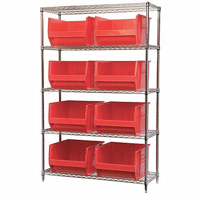 D5365 Bin Shlvng 18inx74inx48in Red