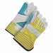 Leather Gloves Gray/Teal L PR