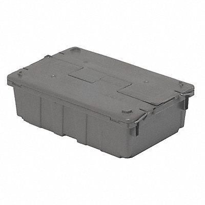 Attached Lid Container Gray Solid HDPE