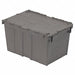 Attached Lid Container Gray Solid HDPE