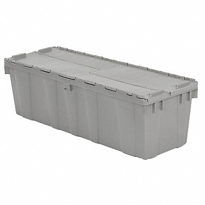 Attached Lid Container Gray Solid HDPE