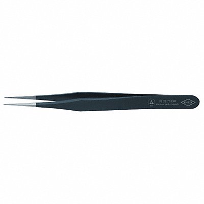 Tweezers ESD Straight 4-1/4 In SS Black