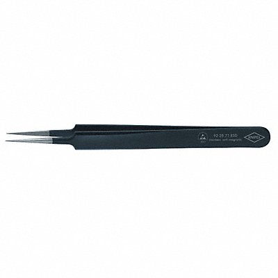 Tweezers ESD Needle 4-1/4 In SS Black