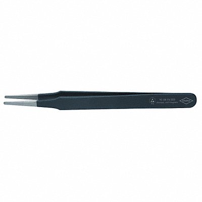 Tweezers ESD Straight Round 4-3/4 In Blk