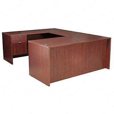 U-Shape Office Desk 71x29x106In Mahogany