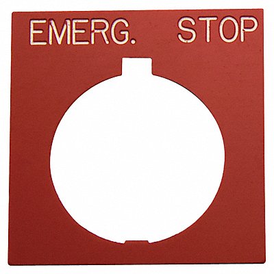 Legend Plate Square Emerg.Stop Black/Red