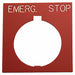 Legend Plate Square Emerg.Stop Black/Red