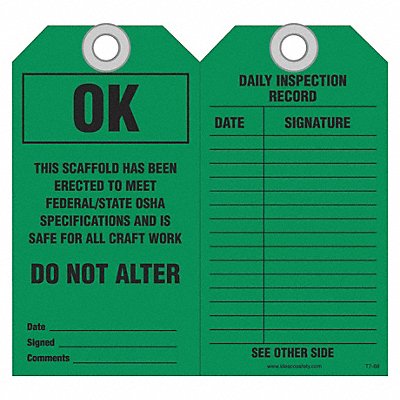 Scaffold Ok to Use Safety Tag PK10