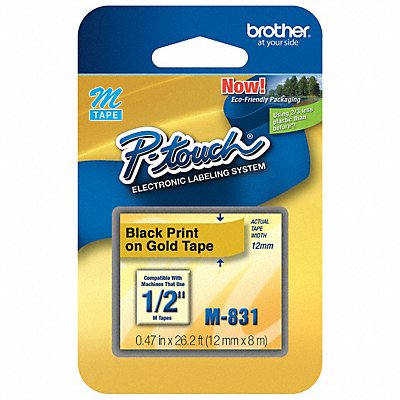 Label Tape Cartridge Blk/Gold 0.47in