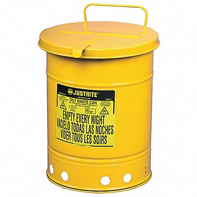 Oily Waste Can 10 gal Steel Yellow