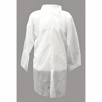 Disp. Lab Coat M Polypropylene Wht PK30