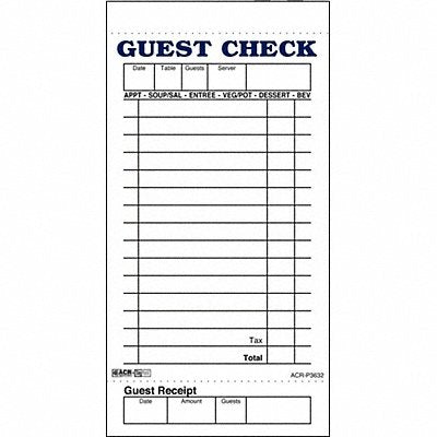 Guest Checks  Receipts PK50