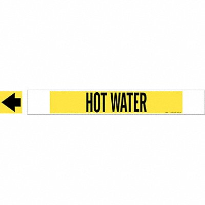 Pipe Marker Hot Water 4 in H 24 in W