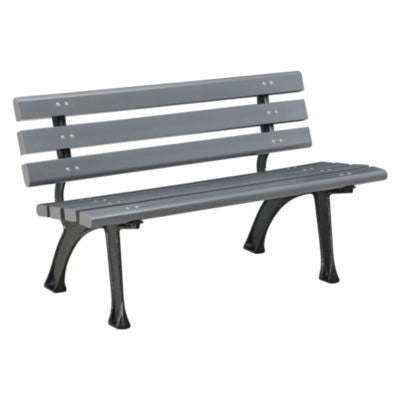 BENCH,4' PRK W/ BACK,GY