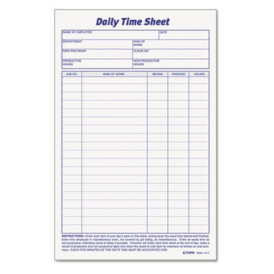 SHEET,DLY TM&JOB 2PD/PK