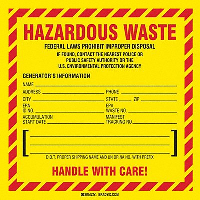 DOT Handling Label Waste 6 Label W PK50