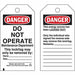 Danger Tag 5-3/4 x 3 In OSHA 3/8 In PK25