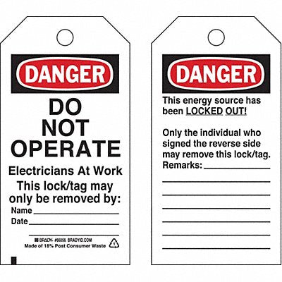 Danger Tag 5-3/4 x 3 In OSHA 3/8 In PK25