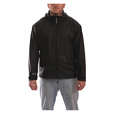 Rain Jacket w/Hood/Pockets Stretch Blk M