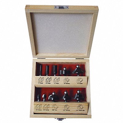 Router Bit Set 10 Pc Carbide Tipped