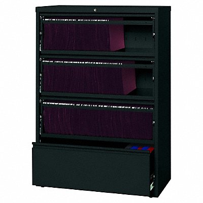 Lateral File Cabinet Blk 52 1/2 H Steel