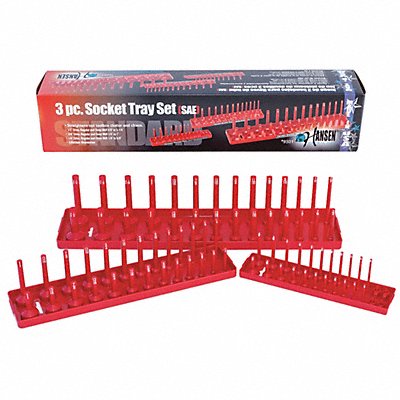 Socket Tray Set Standard Red SAE 3 pcs.