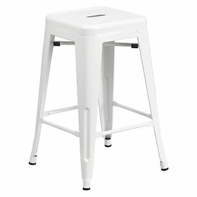 White Backless Metal Stool 24 