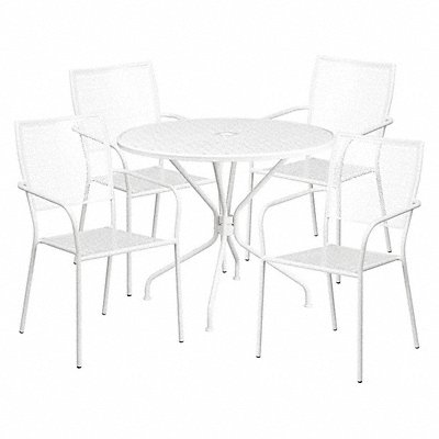 White Patio Table Set 35.25RD