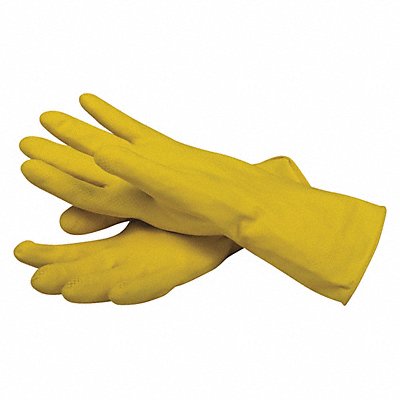 Glove Latex Flock Lined Yel L PK12