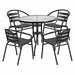 Glass Patio Table Set Round Black 31.5 