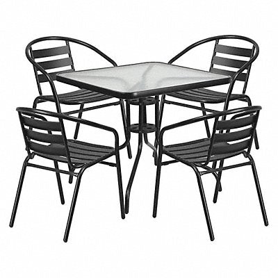 Glass Patio Table Set Square 31.5 