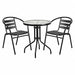 Patio Table Set Blk Rnd Triple Slat Back