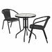 Patio Table Set Blk Rnd 2 Rattan Chairs