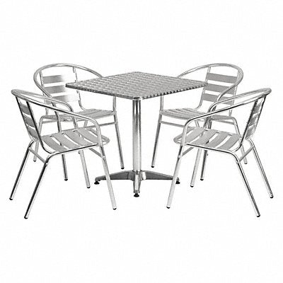 Alum Table Set Square w/4 Chairs 27.5 