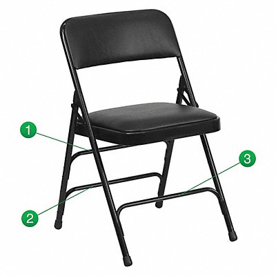 Folding Chair Black Vinyl 30 H