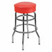 Double Ring Chrome Stool Red Seat