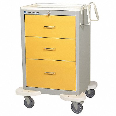 Isolation Cart 25x32x46 Yellow 3 Drawer