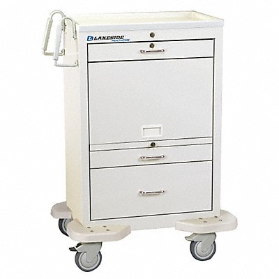 Medication Cart 25x32x46 White 3 Drawer