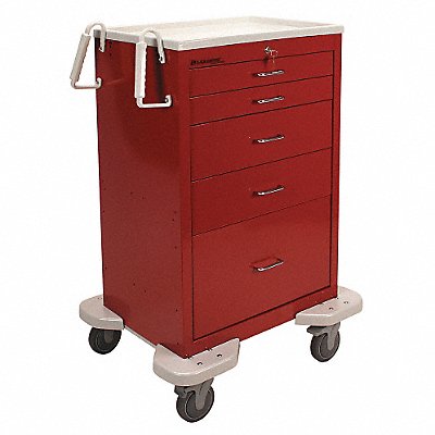 Emergency Cart 25x32x45 Red 5 Drawer