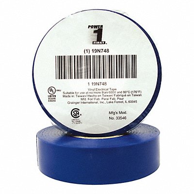 Elec Tape 60 ft Lx3/4 in W 7 mil Blue