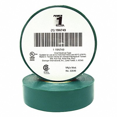 Elec Tape 60 ft Lx3/4 in W 7 mil Green