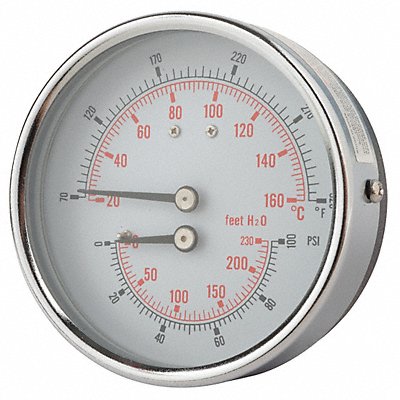 Boiler Gauge Round 0-100 psi 80 to 320F