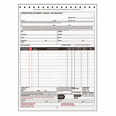 Bill of Lading Form Reg Compliance PK250