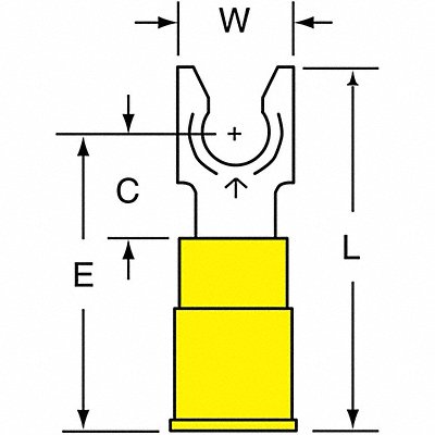 Fork Terminl Lckng 1/4in Stud Yellw PK50