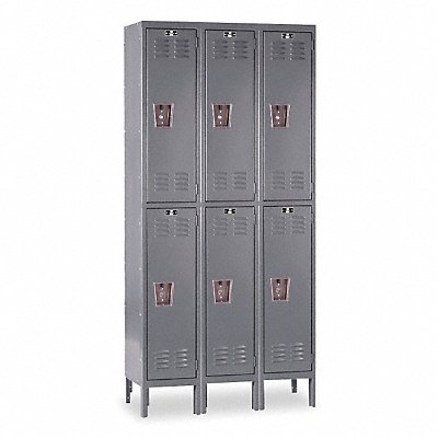 G3776 Wardrobe Locker Lvrd 3 Wide 2 Tier Gray